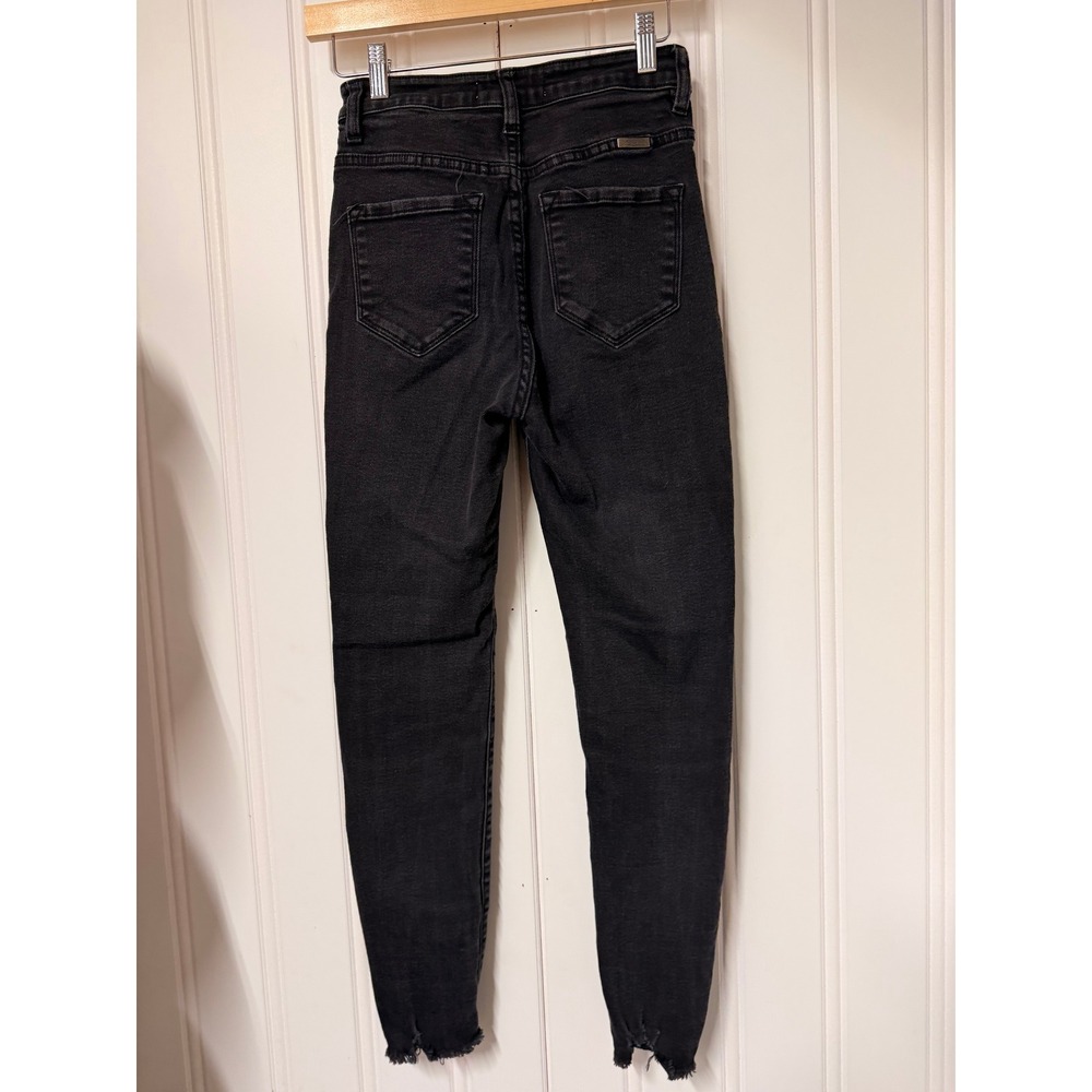 KanCan Gris Skinny Jeans 3/25 Black High Rise Button Fly Stretch Frayed Hem - Picture 5 of 10